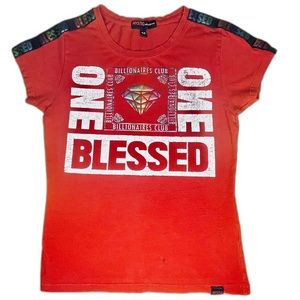 Mystiq Womens Graphic Billionaires Club One Blessed T-Shirt Red Size M